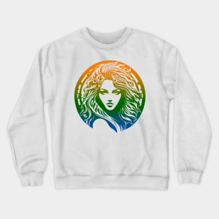 Woman's Face - Colorful Graphic Design Crewneck Sweatshirt